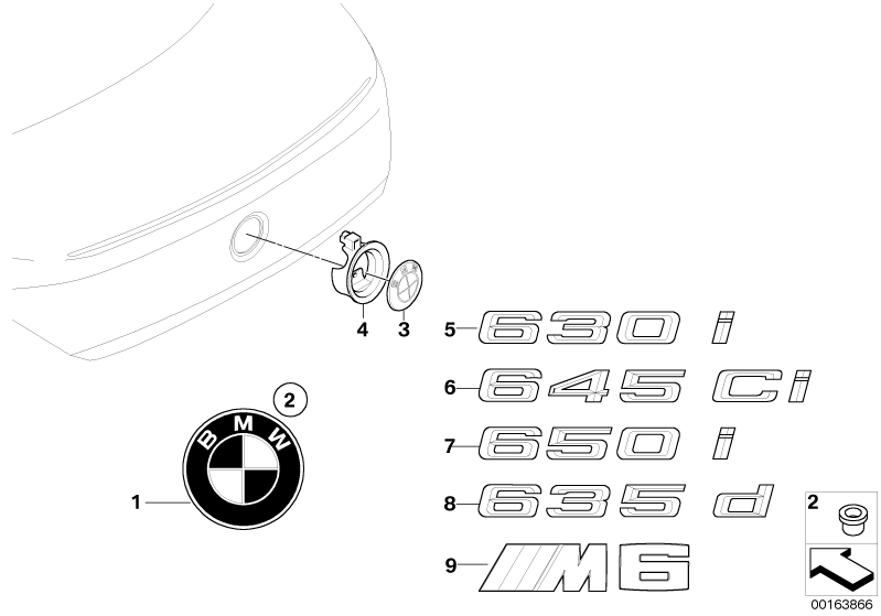 Emblematy / Ciągi napisów  (51_5268) dla BMW 6' E63 LCI 635d Cou ECE