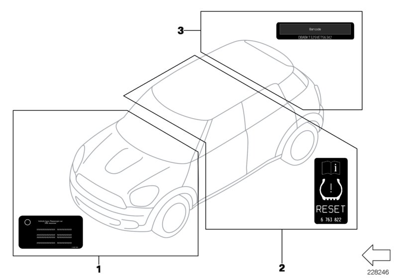 Różne tabliczki inf.  (71_0898) dla MINI Cabrio F57 LCI Cooper Cabrio ECE