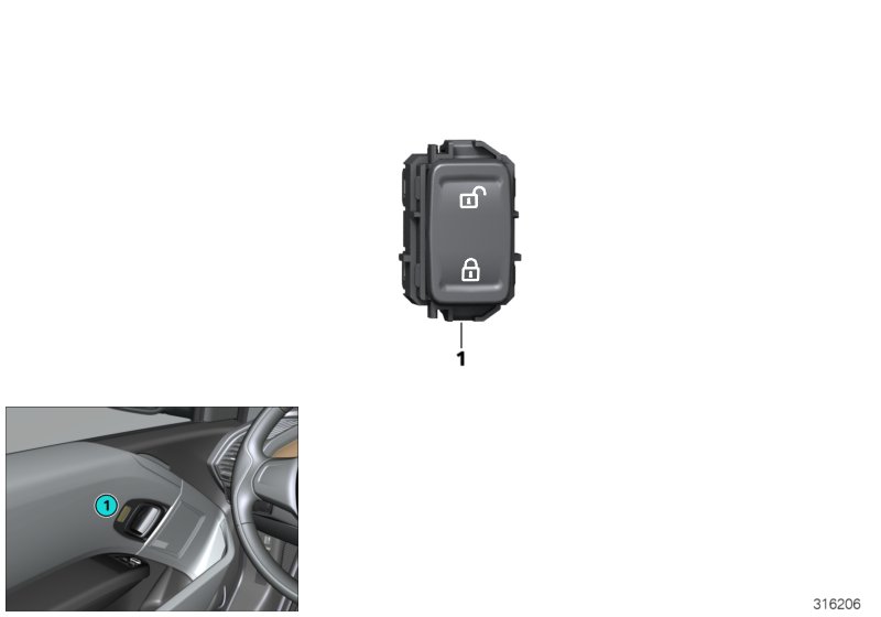 Przełącznik centralnego zamka  (61_3153) dla BMW i i3 I01 LCI i3 120Ah Meg ECE