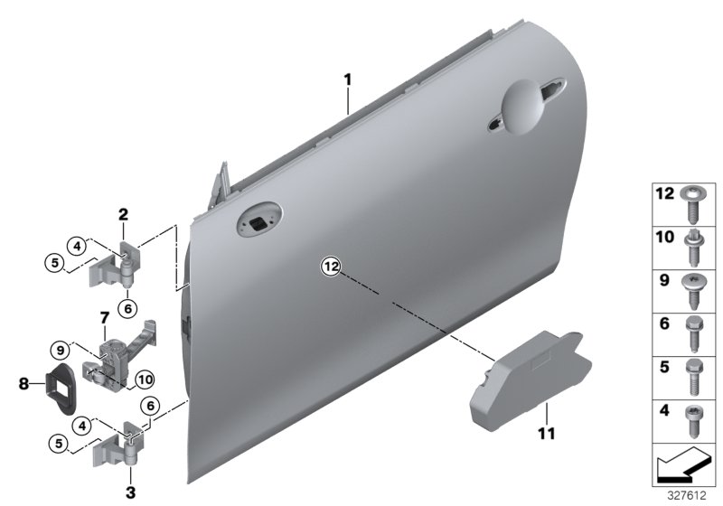Drzwi przednie, zawias/hamulec  (41_2307) dla MINI F56 LCI Cooper S 3-drzwiowy ECE