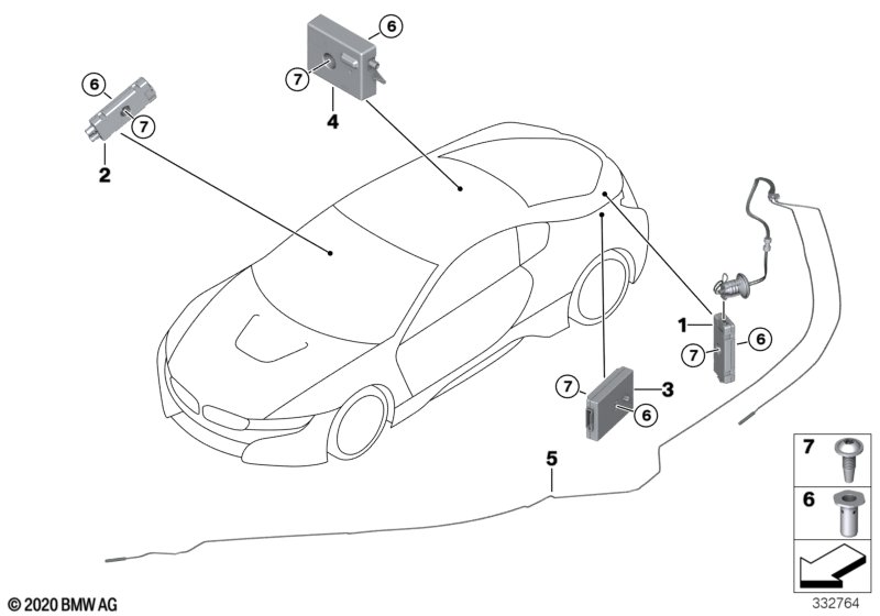 Elementy pojedyncze anteny zbiorczej  (65_2497) dla BMW i i8 I15 i8 Roa ECE