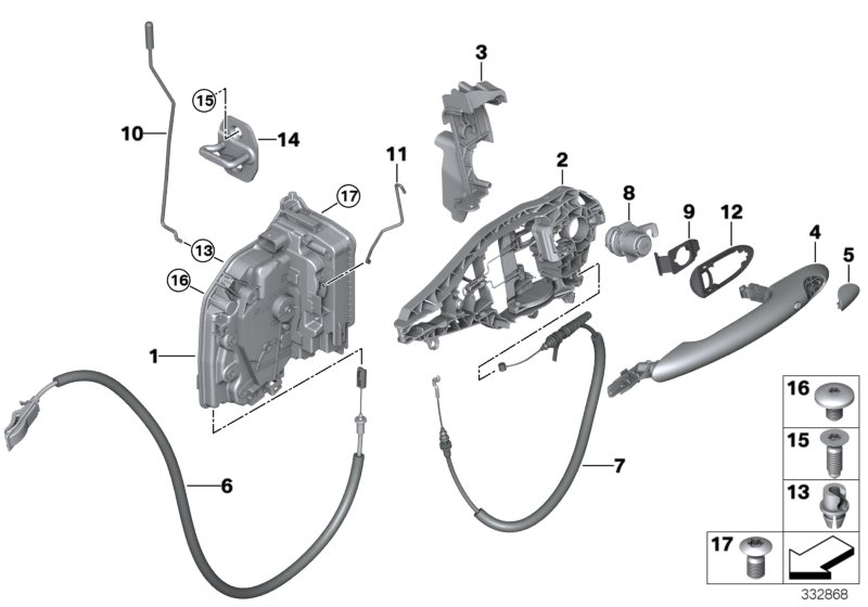 System zamykania drzwi z przodu  (51_Z443) dla MINI Cabrio F57 LCI Cooper Cabrio ECE