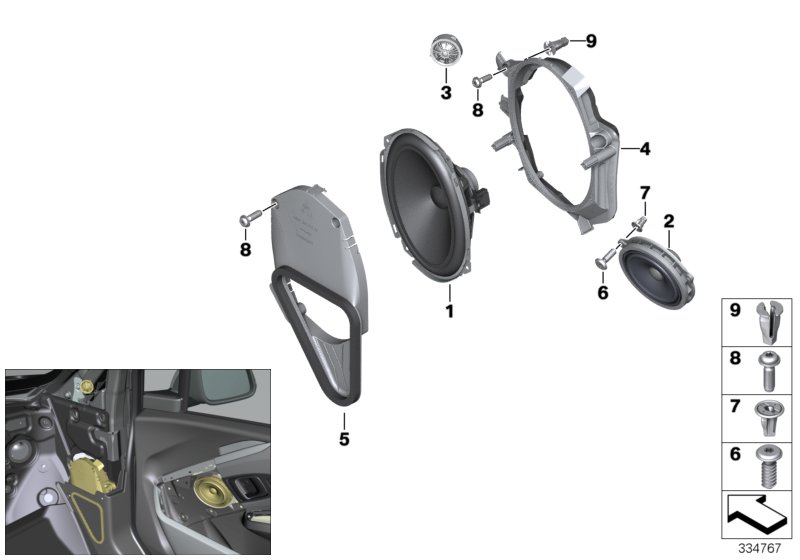Elementy pojedyncze głośnika z przodu  (65_2505) dla BMW i i3 I01 LCI i3 120Ah Meg ECE