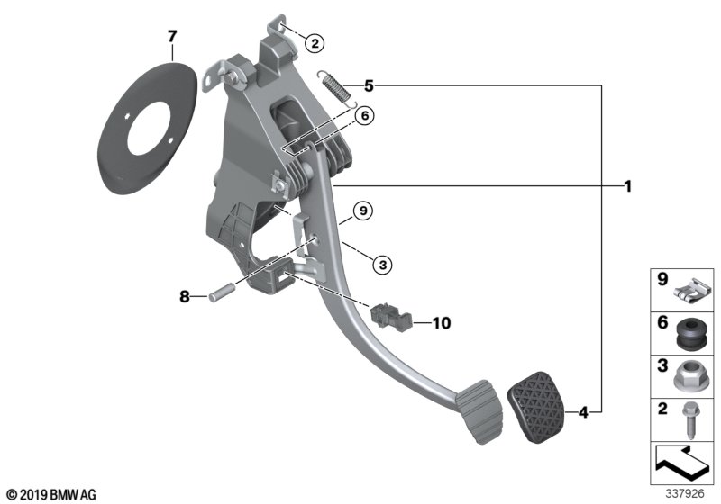 Mechanizm dźwigni nożnej kompletny  (35_0390) dla BMW i i3 I01 LCI i3 120Ah Meg ECE