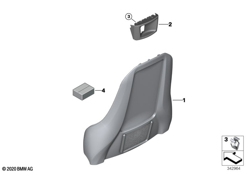 Fotel przedni, osłony oparcia  (52_3951) dla BMW i i3 I01 LCI i3 120Ah Meg ECE