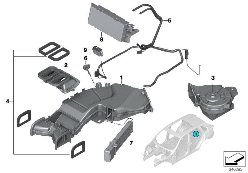 Dmuchawa w 3. rzędzie siedzeń  (64_1589) dla BMW X5 G05 X5 M50iX SAV ECE