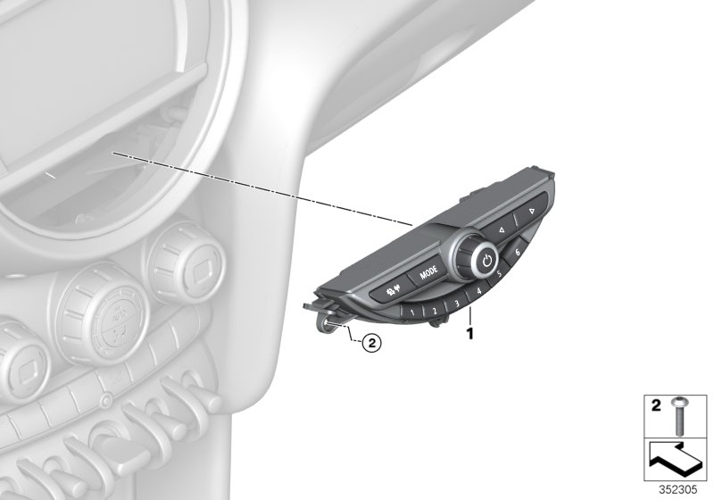 Panel obsługi audio  (65_2551) dla MINI Cabrio F57 LCI Cooper S Cabrio ECE