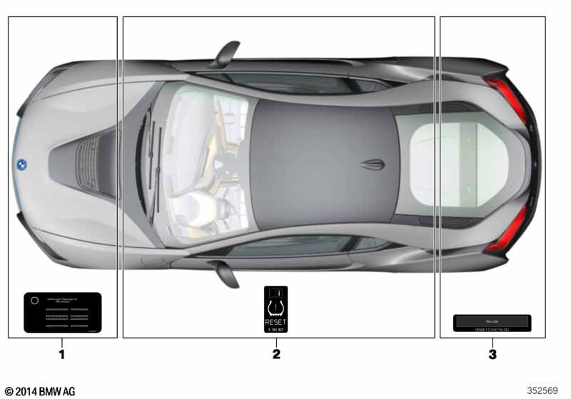 Różne tabliczki inf.  (71_0799) dla BMW i i8 I15 i8 Roa ECE