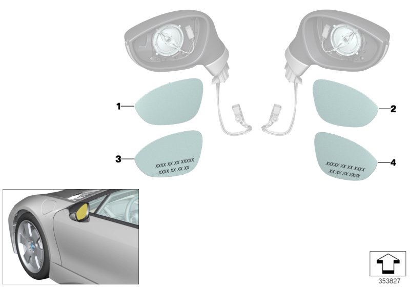 Szkło lusterka  (51_9537) dla BMW i i8 I15 i8 Roa ECE