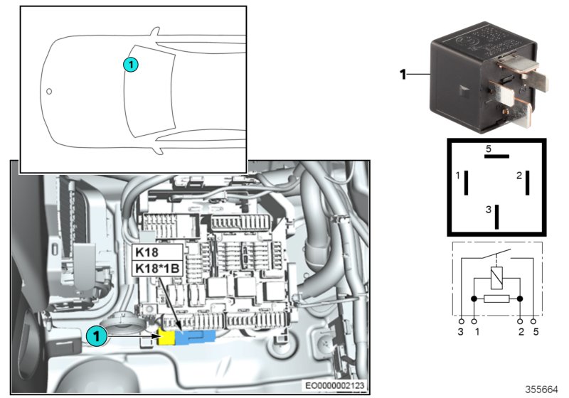Przekaźnik podgrzew. przedniej szyby K18  (61_3630) dla MINI Cabrio F57 LCI Cooper S Cabrio ECE