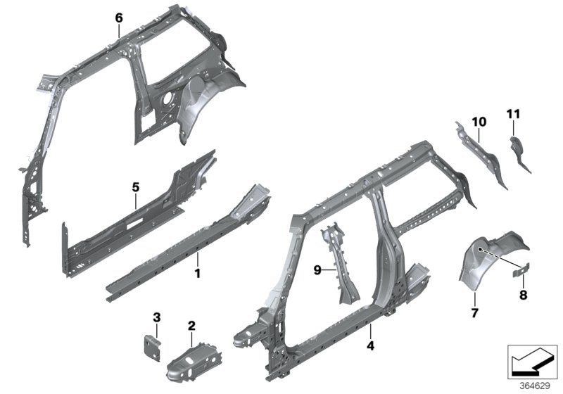 Elementy pojed. szkieletu bocznego  (41_2299) dla MINI F56 BEV Cooper SE 3-drzwiowy ECE