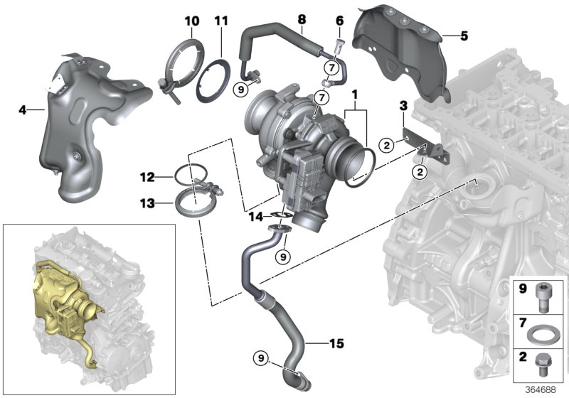 Turbosprężarka ze smarowaniem  (11_6350) dla BMW 2' F45 Active Tourer LCI 216d Act ECE