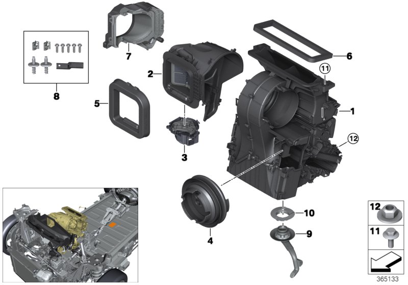 Części obudowy ogrzewania/klimatyzacji  (64_2080) dla BMW 2' F45 Active Tourer LCI 218d Act ECE