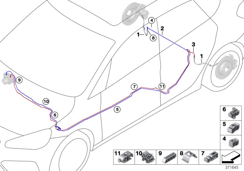 Przewód hamulcowy tylny  (34_2266) dla BMW 2' F45 Active Tourer LCI 218d Act ECE