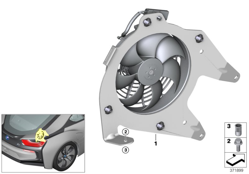 Wentylator dodatkowy  (17_0814) dla BMW i i8 I15 i8 Roa ECE