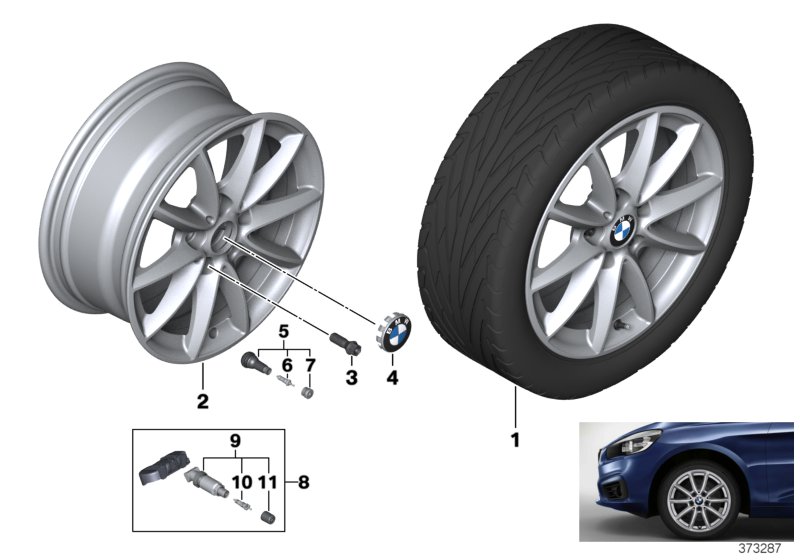 Obr. BMW, st. le., szpr. V 471 - 16''  (36_2114) dla BMW 2' F45 Active Tourer LCI 216i Act ECE