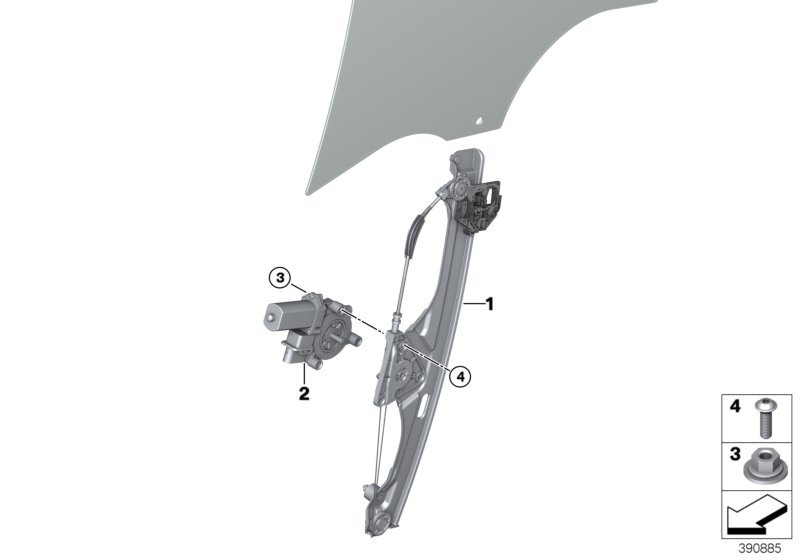 Mechanizm szyby drzwi przednich  (51_1416) dla BMW 2' F45 Active Tourer LCI 225iX Act ECE
