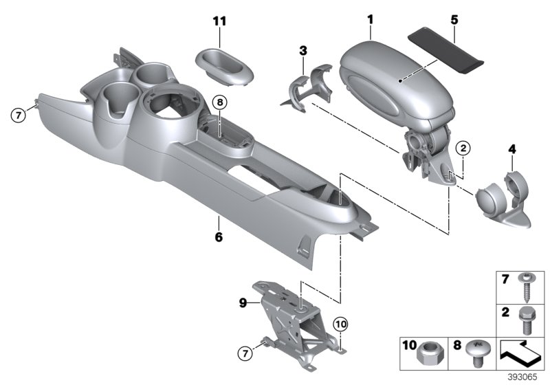 Doposażenie podłokietnika śr. z przodu  (03_0475) dla MINI F55 One 5-drzwiowy ECE