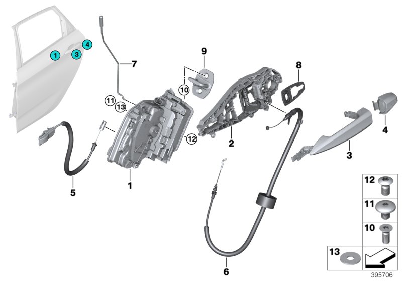 Układ zamykania drzwi z tyłu  (51_1392) dla BMW 2' F45 Active Tourer LCI 220d Act ECE