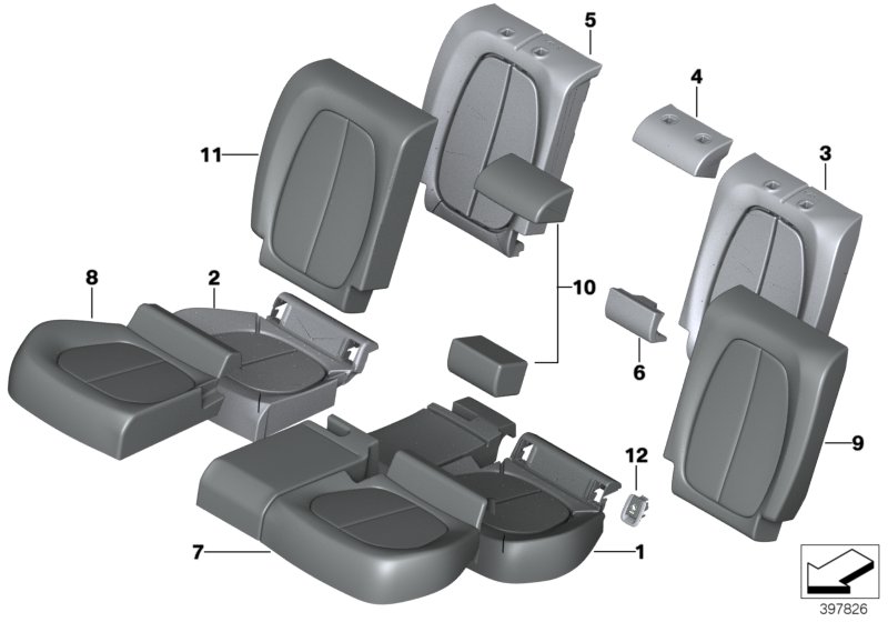 Siedz. tylne, tapicerka i poszycie  (52_4090) dla BMW X1 F48 LCI X1 20d SAV ECE