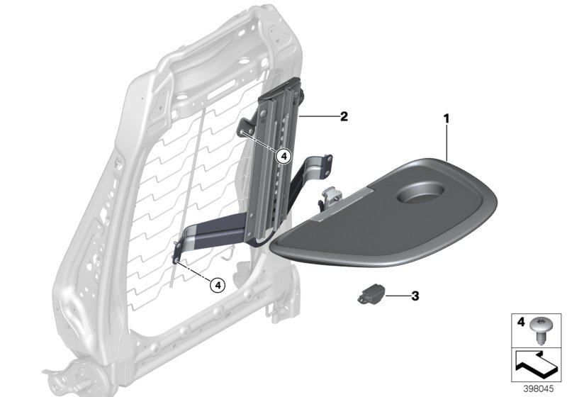 Fotel przedni, skł. stolik  (52_4096) dla BMW 2' F45 Active Tourer LCI 216d Act ECE