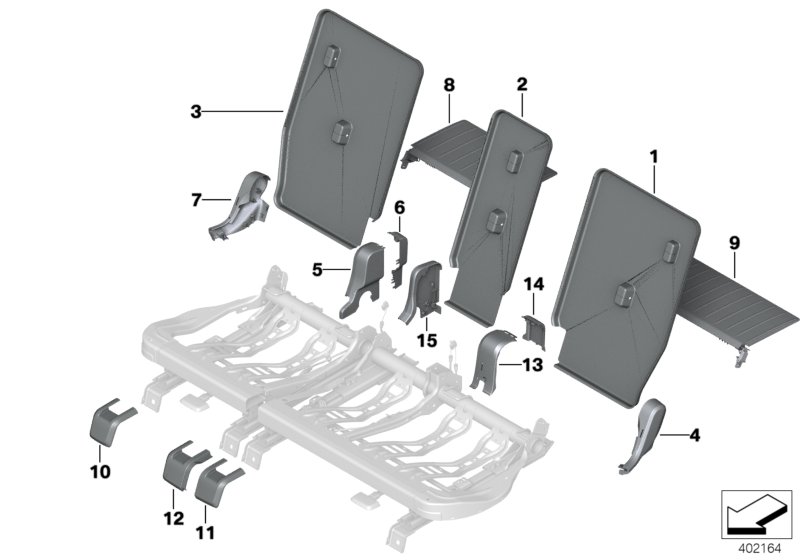 Siedzenie z tyłu, osłony siedzenia  (52_4100) dla BMW 2' F45 Active Tourer LCI 216i Act ECE