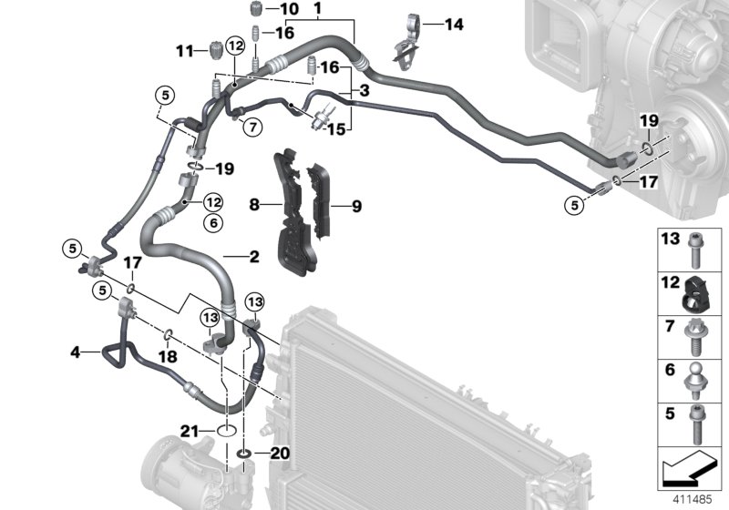 Przewody czynnika chłodniczego  (64_2085) dla BMW 2' F45 Active Tourer LCI 216d Act ECE