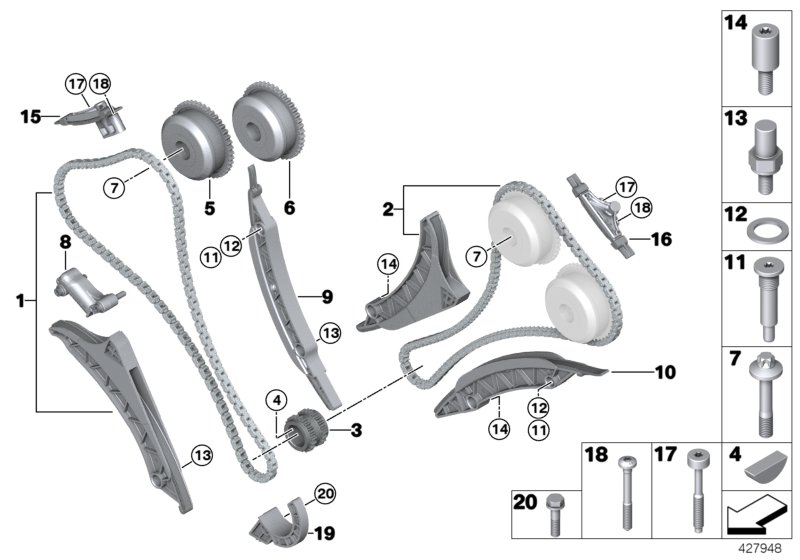 Mechanizm ster.-łańcuch sterujący  (11_7354) dla BMW 7' G11 LCI 750iX Lim ECE