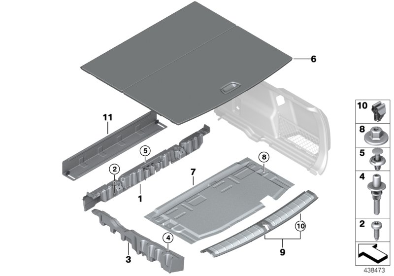 Obudowa podłogi bagażnika  (51_2930) dla BMW X1 F48 LCI X1 18i SAV ECE