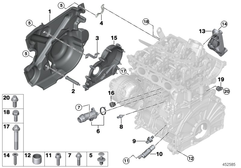 Skrzynia korbowa cylind./Elementy dod.  (11_5756) dla BMW X1 F48 LCI X1 18i SAV ECE