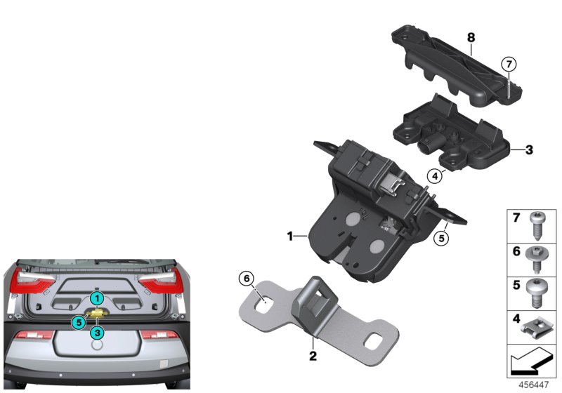 System zamykania tylnej klapy  (41_2323) dla BMW i i3 I01 LCI i3 120Ah Meg ECE