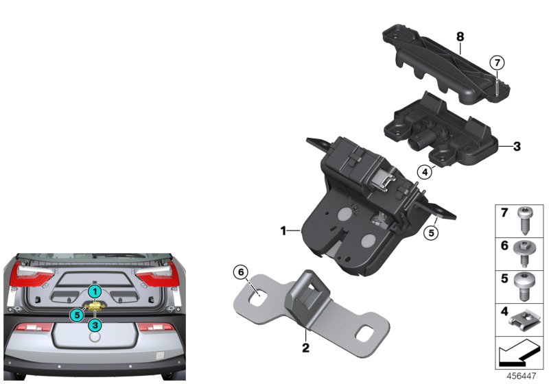 System zamykania tylnej klapy  (41_2323) dla BMW i i3 I01 LCI i3s 120Ah Meg ECE