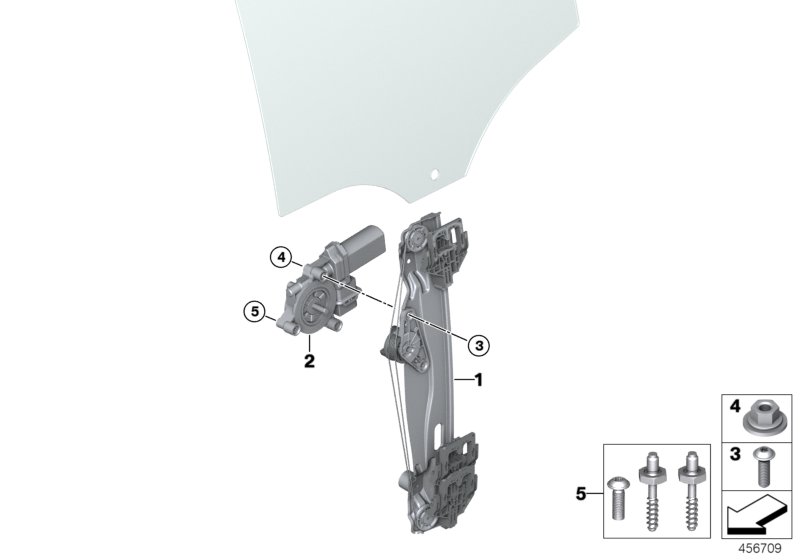 Mechanizm szyby drzwi tylnych  (51_9703) dla MINI Clubman F54 LCI Cooper Clubman ECE