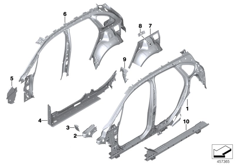 Elementy pojed. szkieletu bocznego  (41_2422) dla BMW 2' F46 Gran Tourer LCI 218d Gra ECE