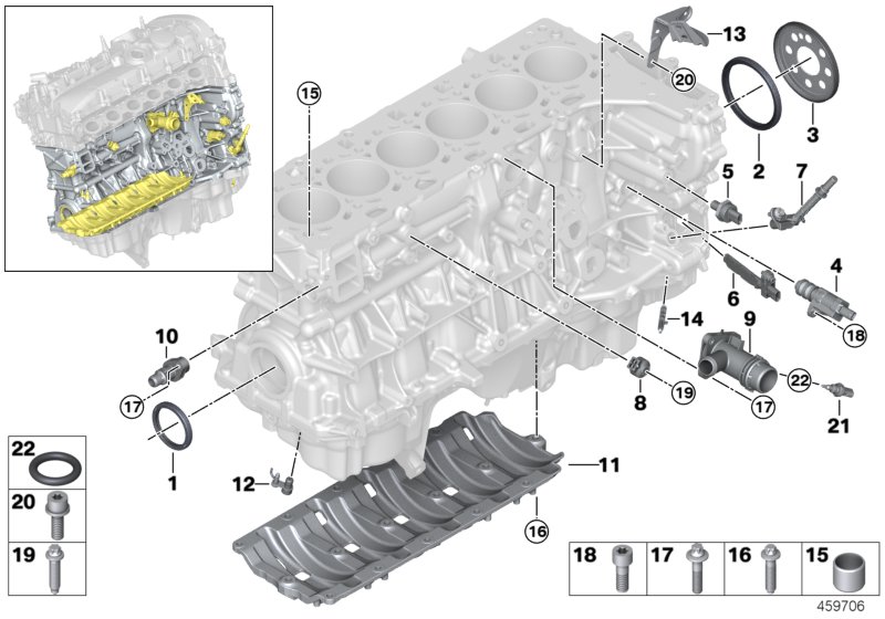 Skrzynia korbowa cylind./Elementy dod.  (11_6370) dla BMW 2' F22 LCI M240i Cou ECE