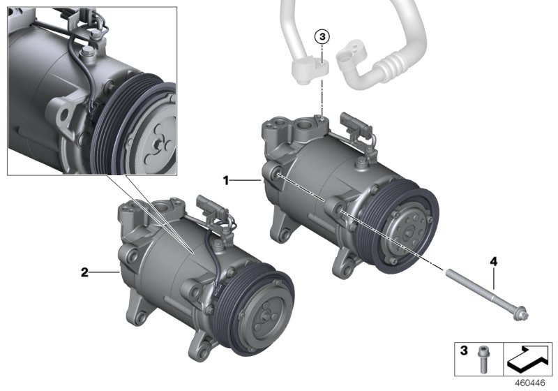 RP sprężarka klimatyzacji  (64_2046) dla MINI F56 LCI Cooper S 3-drzwiowy ECE
