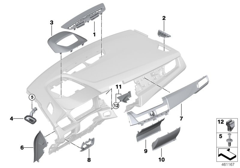 Elementy dod. tablicy przyrządów u góry  (51_2314) dla BMW 2' F45 Active Tourer LCI 220dX Act ECE