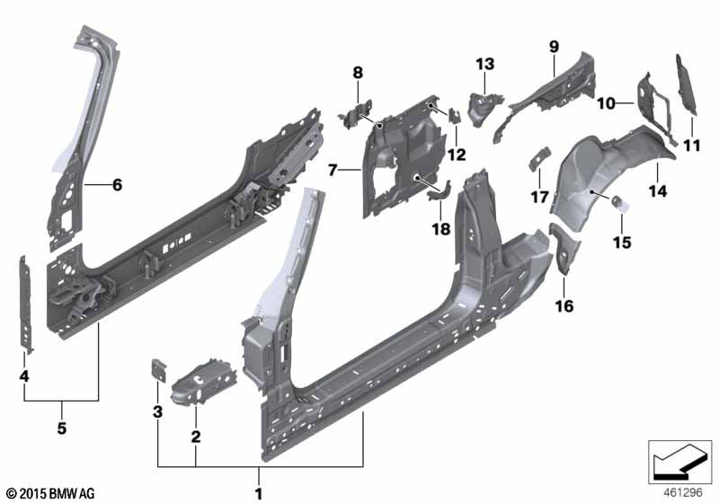 Elementy pojed. szkieletu bocznego  (41_2585) dla MINI Cabrio F57 LCI One Cabrio ECE