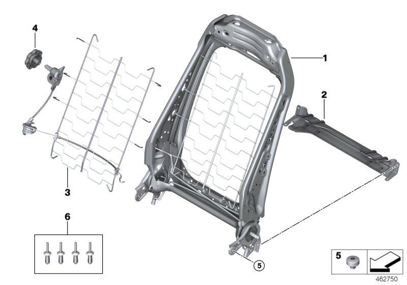 Fotel przedni, rama oparcia  (52_3989) dla MINI Cabrio F57 LCI One Cabrio ECE