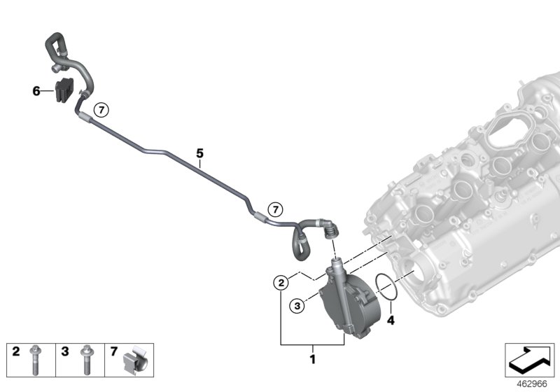 Pompa próżniowa z prowadzeniem przewodu  (11_9281) dla BMW 5' G30 LCI BMW ALPINA B5 Lim ECE