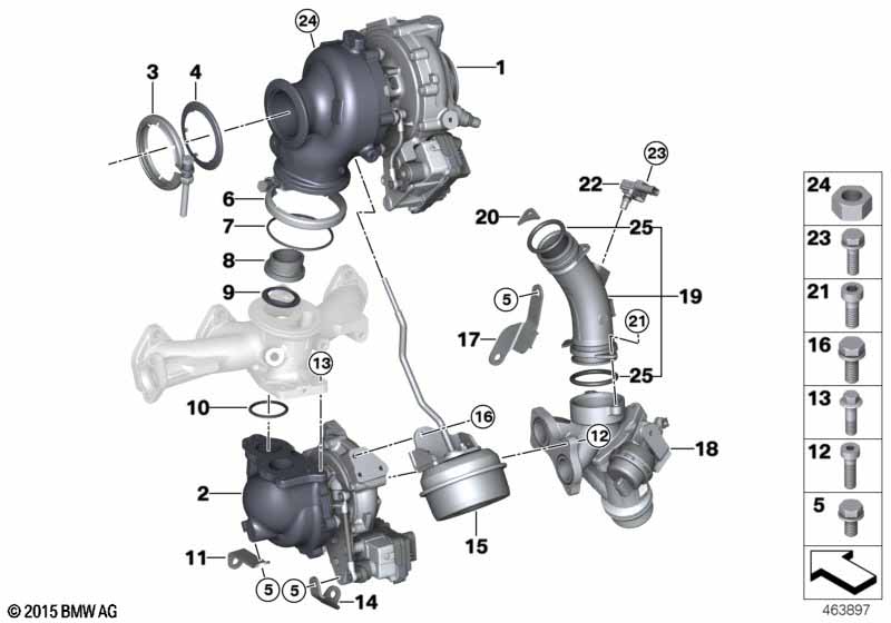 Turbosprężarka spalin  (11_7389) dla BMW X2 F39 X2 25dX SAC ECE