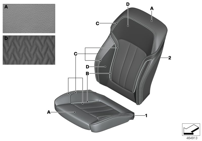 Ind. obicie fotela komf. skórą  (91_1511) dla BMW 5' G30 LCI 530d Lim ECE