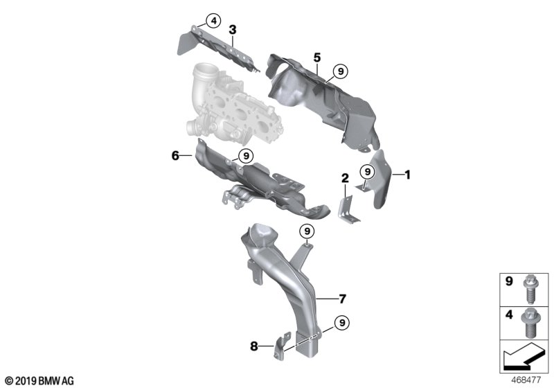 Turbosprężarka, osłona termiczna  (11_6616) dla BMW X1 F48 LCI X1 25eX SAV ECE