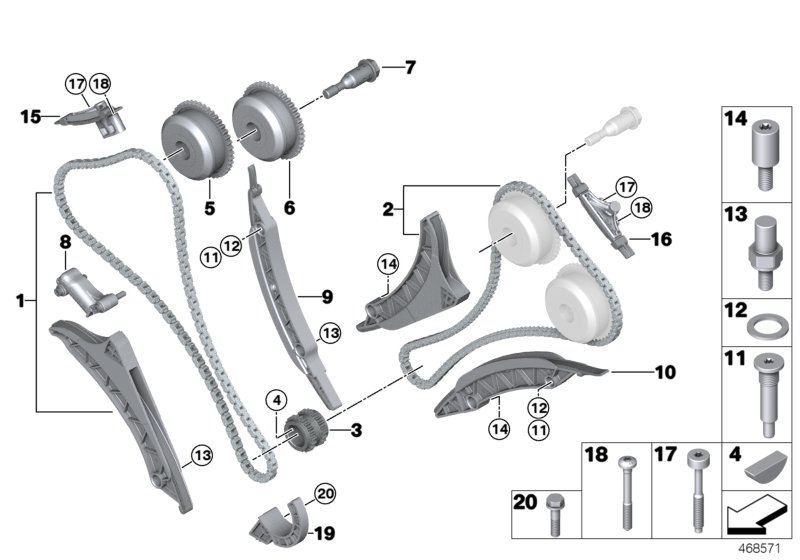 Mechanizm ster.-łańcuch sterujący  (11_6922) dla BMW 5' F90 M5 LCI M5 Lim ECE