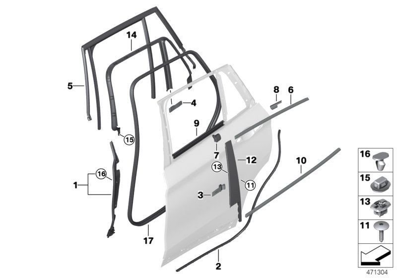 Osłony i uszczelki drzwi tylnych  (51_3196) dla BMW X1 F48 LCI X1 20iX SAV ECE