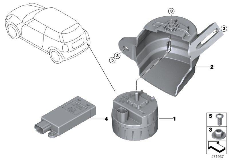 Autoalarm  (65_2599) dla MINI F55 LCI Cooper S 5-drzwiowy ECE