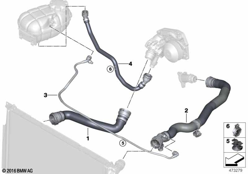 Węże płynu chłodzącego układu chłodzenia  (17_1087) dla BMW 3' F34 GT LCI 320dX Gra ECE