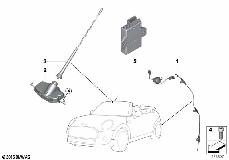 Elementy pojedyncze anteny  (65_2852) dla MINI Cabrio F57 LCI One Cabrio ECE