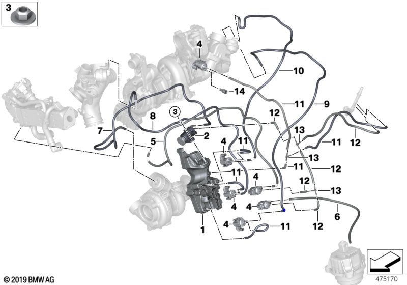 Sterowanie podciśnieniowe  (11_9340) dla BMW 5' G30 LCI BMW ALPINA D5s Lim ECE