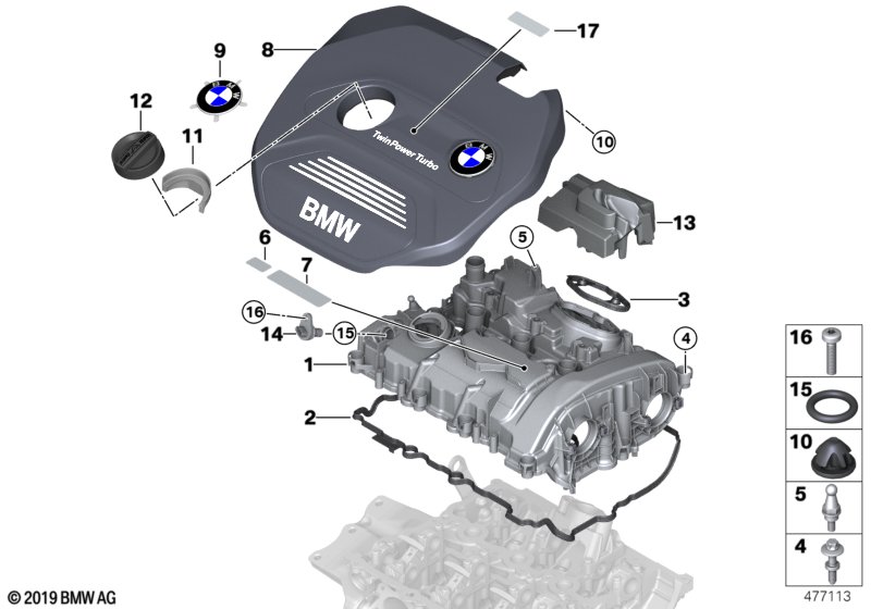 Pokrywa głowicy/elementy dod.  (11_6707) dla BMW X2 F39 X2 25eX SAC ECE